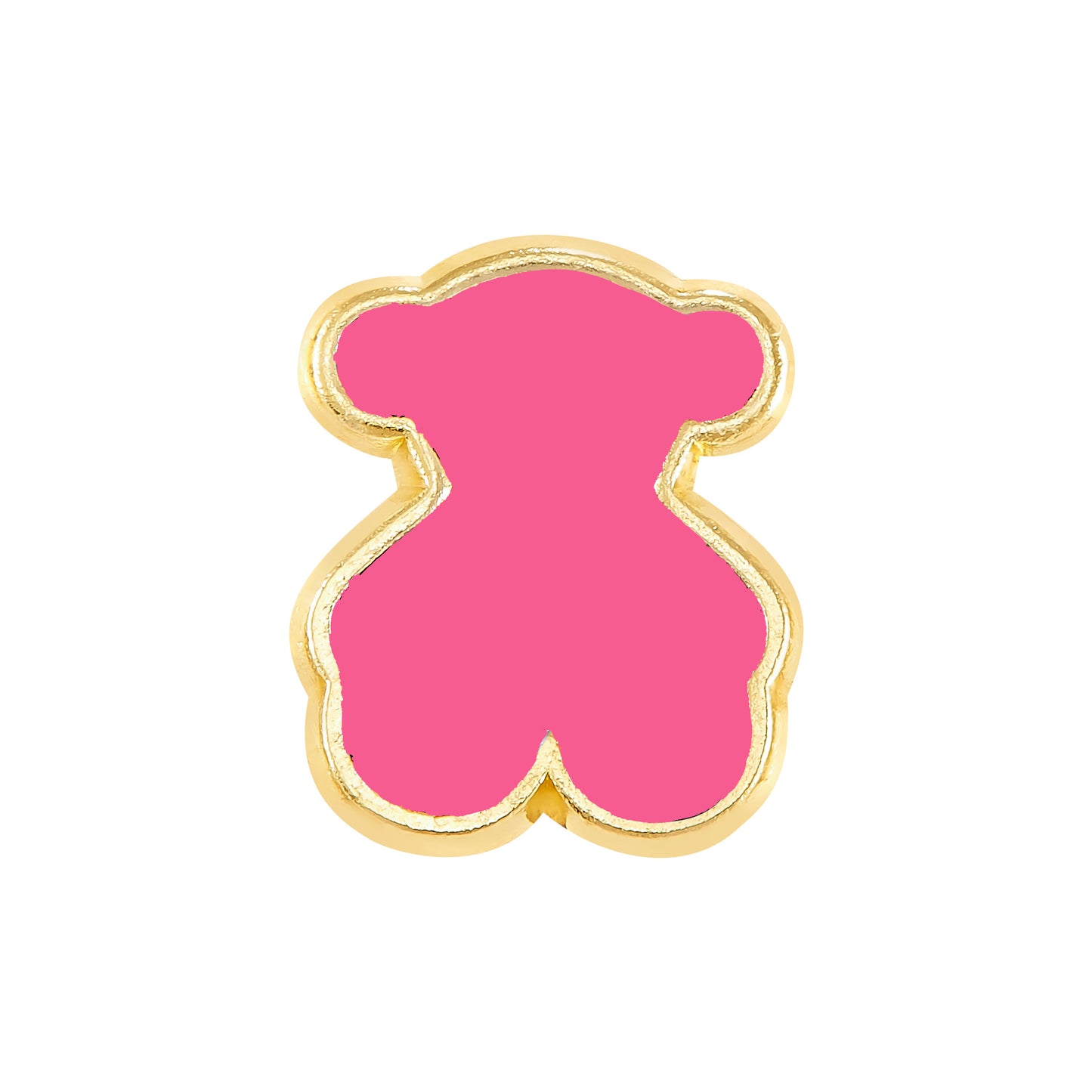 Par o Pieza de Broquel Osito Grande Rosa Esmalte Oro 10k DORADO