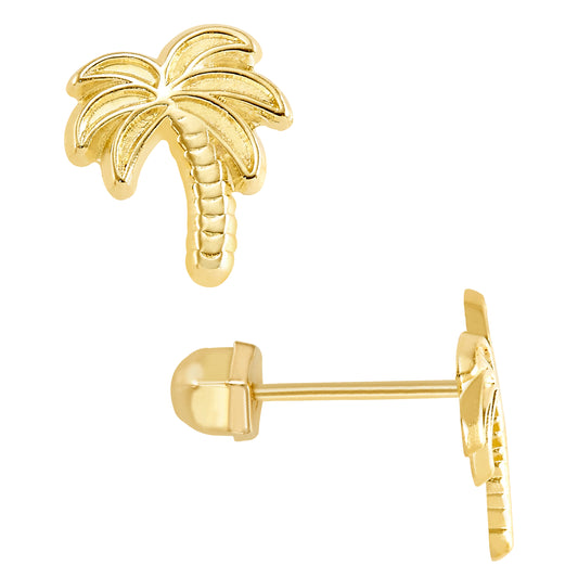 Par de Broquel palmera oro 10k DORADO
