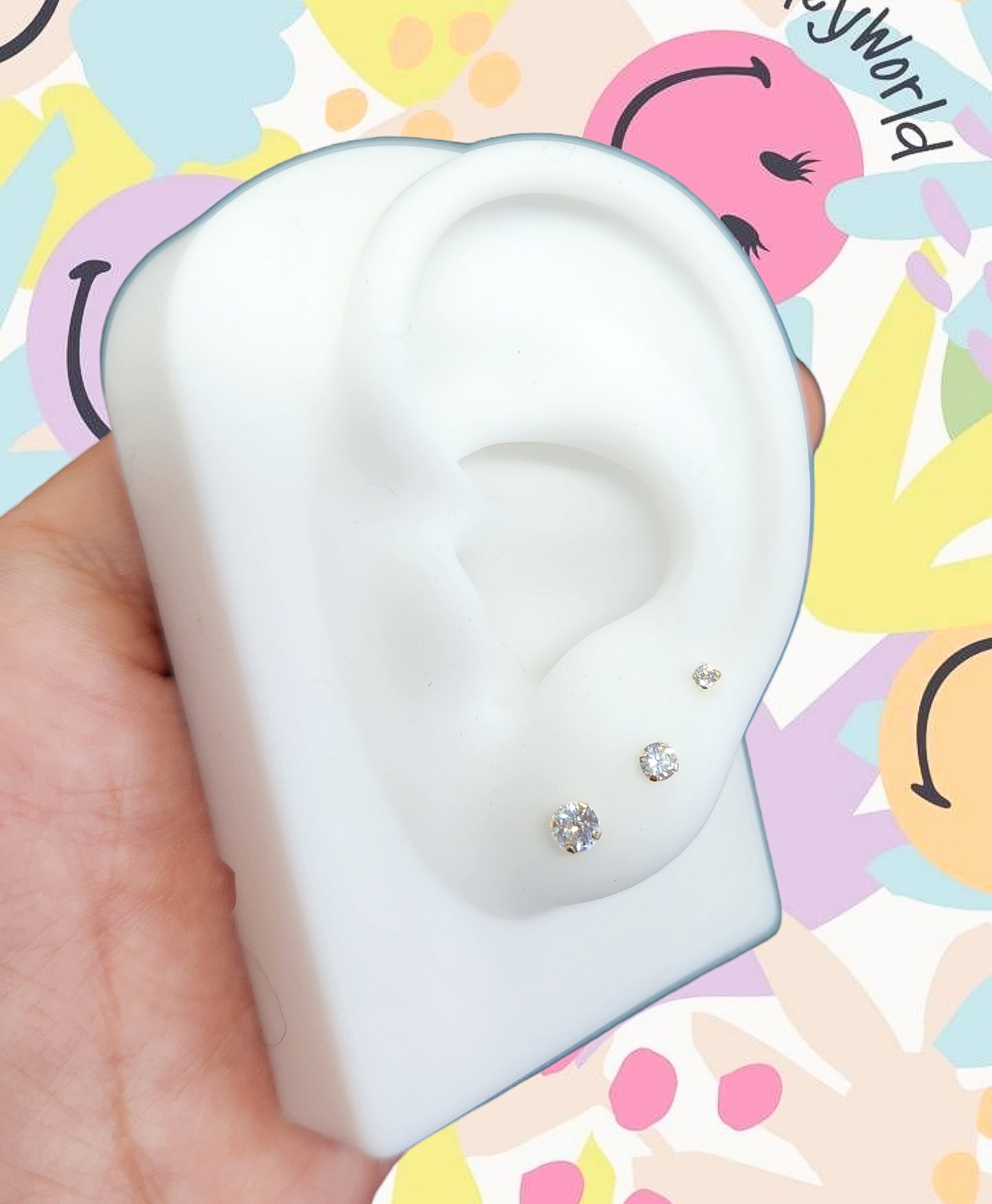 Par o Pieza de Broquel Básico Chispita Zirconia Blanca