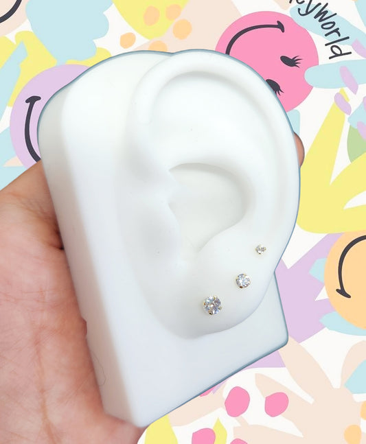 Par o Pieza de Broquel Básico Chispita Zirconia Blanca
