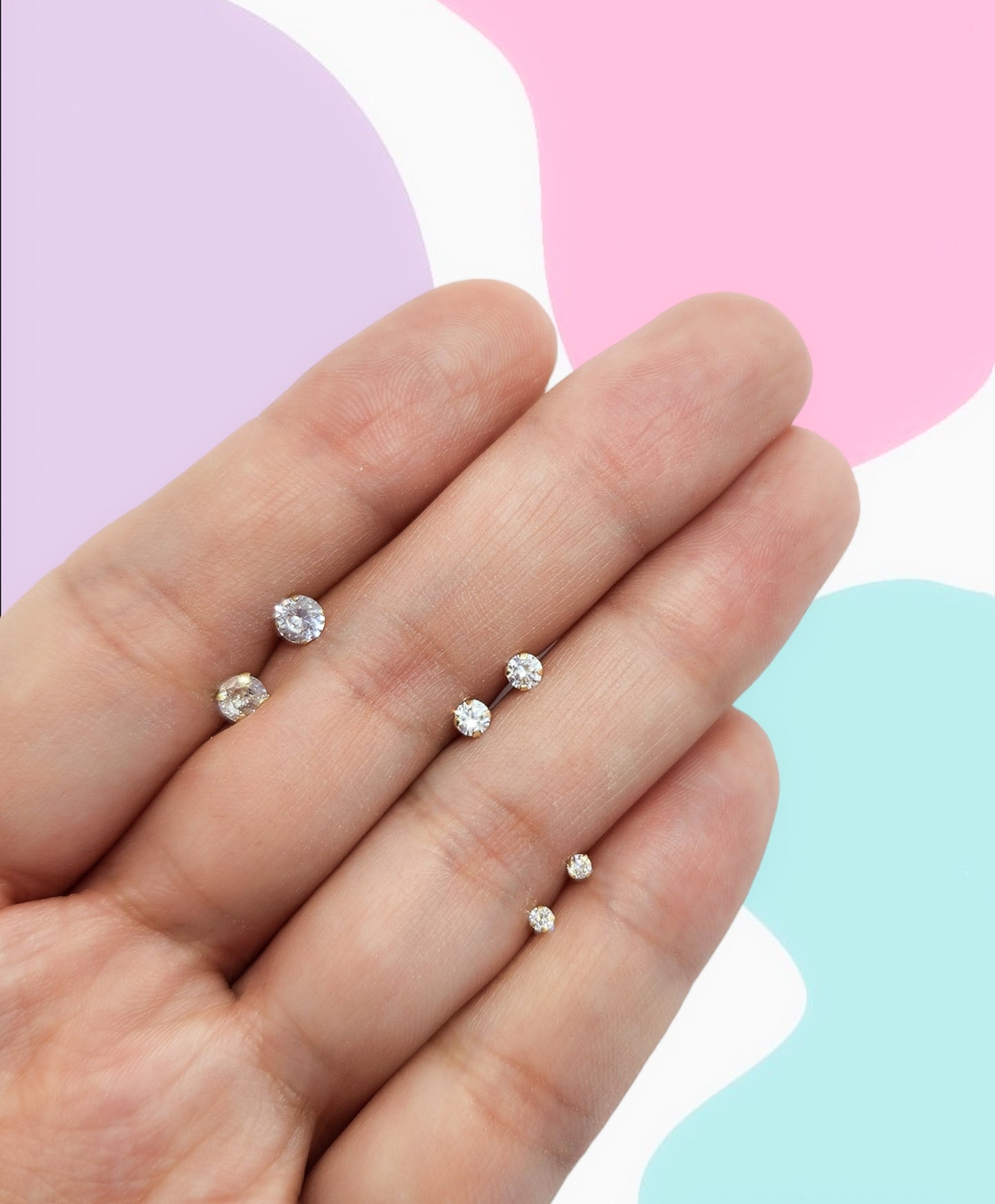Par o Pieza de Broquel Básico Chispita Zirconia Blanca