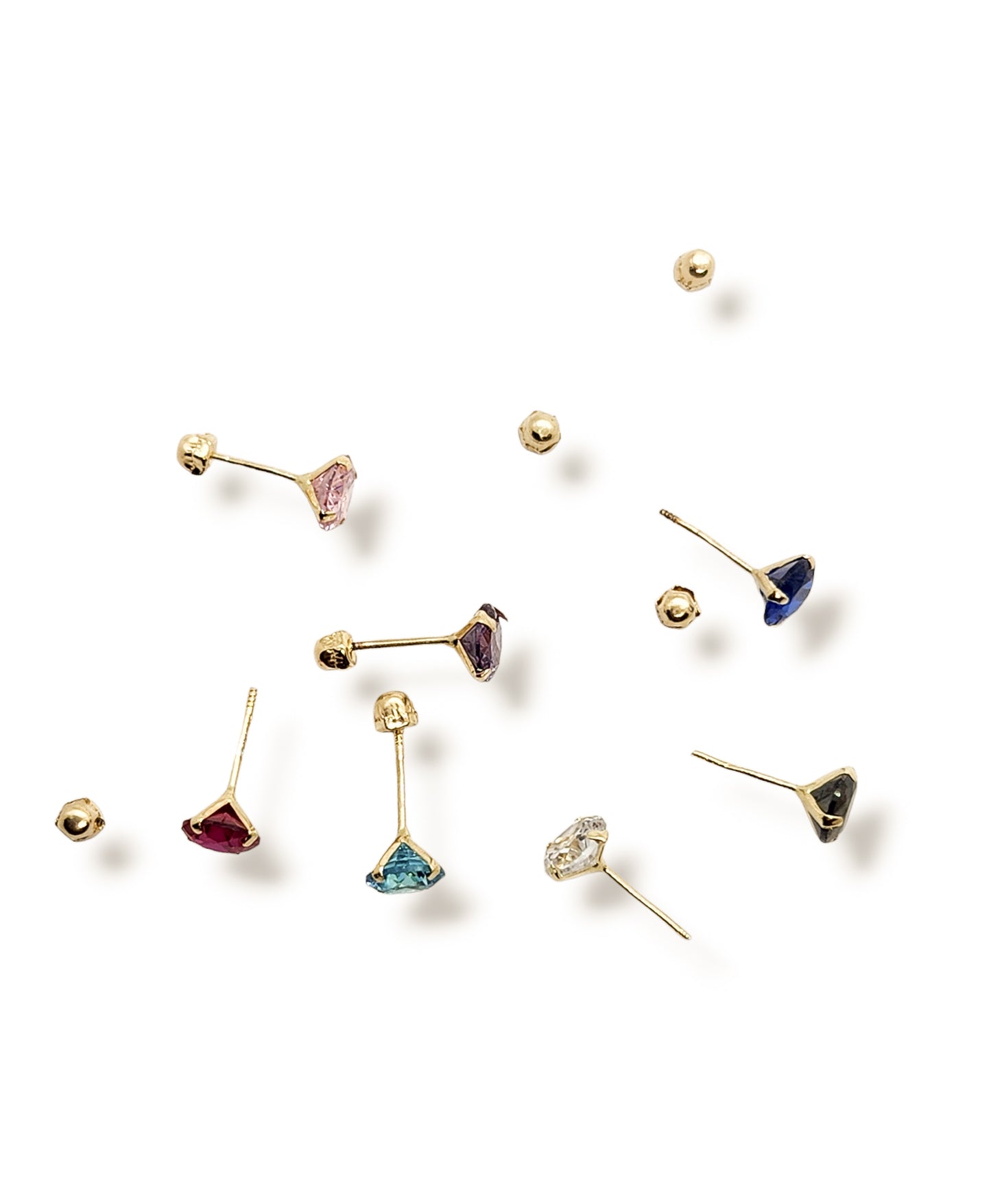 Par de Broquel básico recto #5 chispita zirconia varios colores