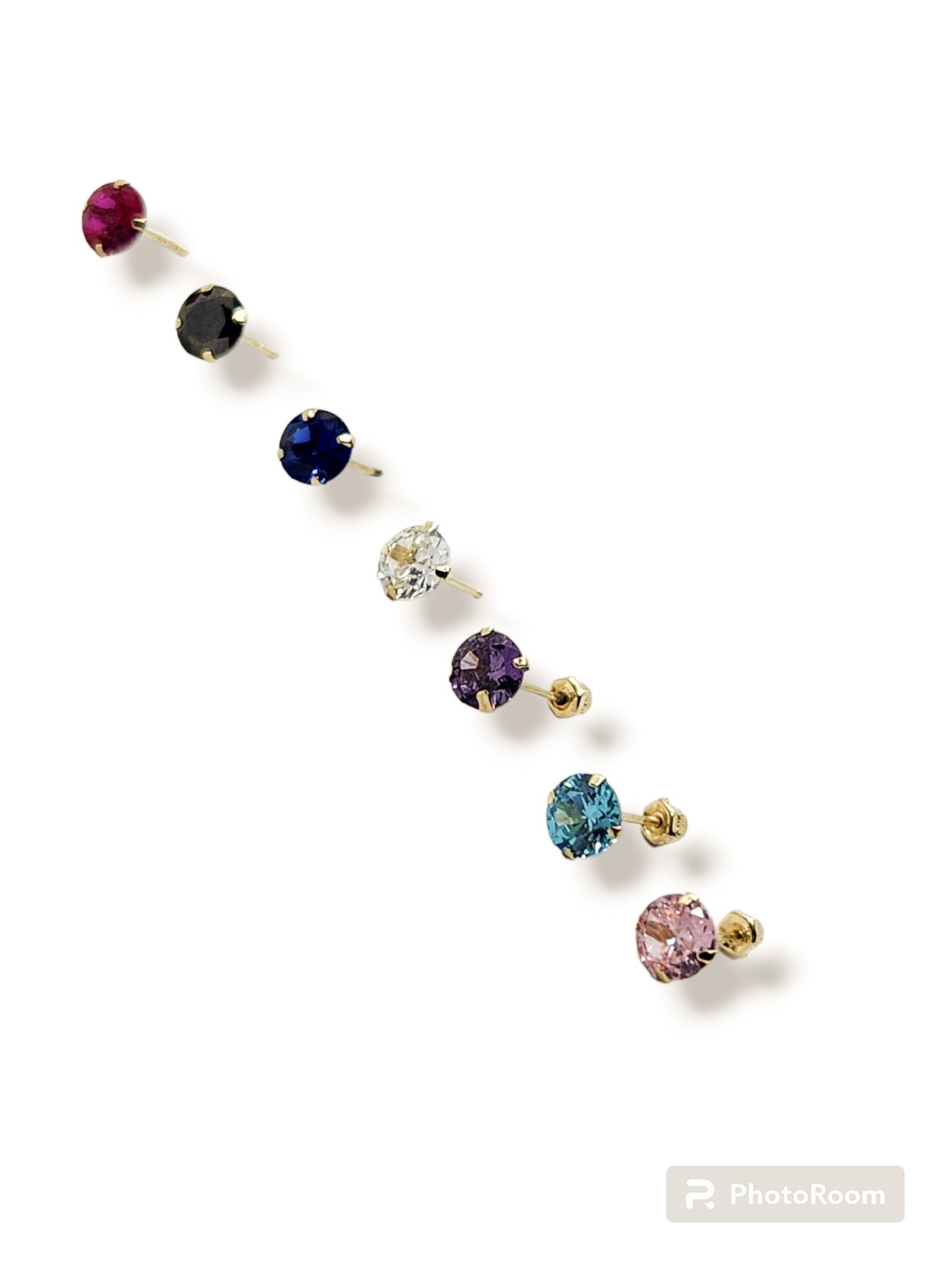 Par de Broquel básico recto #5 chispita zirconia varios colores