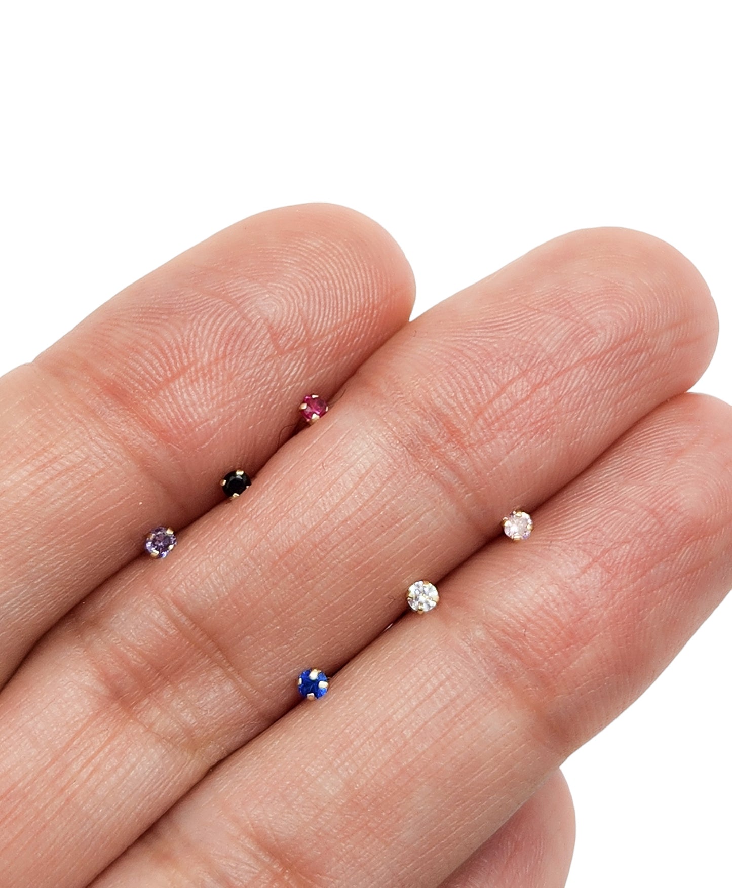 Par de Broquel básico recto #2 chispita zirconia varios colores