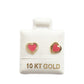 Par de Broquel corazón esmalte y bisel diamantado oro 10k DORADO