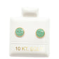 Par o Pieza de Broquel Happy Face Esmalte Verde Menta Oro 10k DORADO