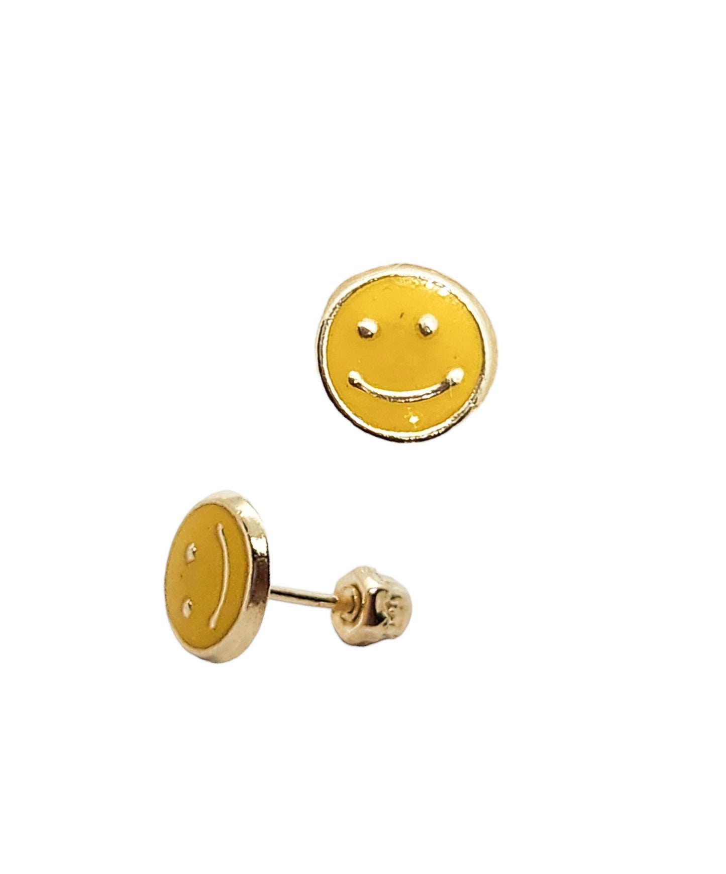 Par de Broquel Carita feliz varios colores Oro 10k