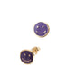 Par o Pieza de Broquel Happy Face Esmalte Morado Oro 10k DORADO