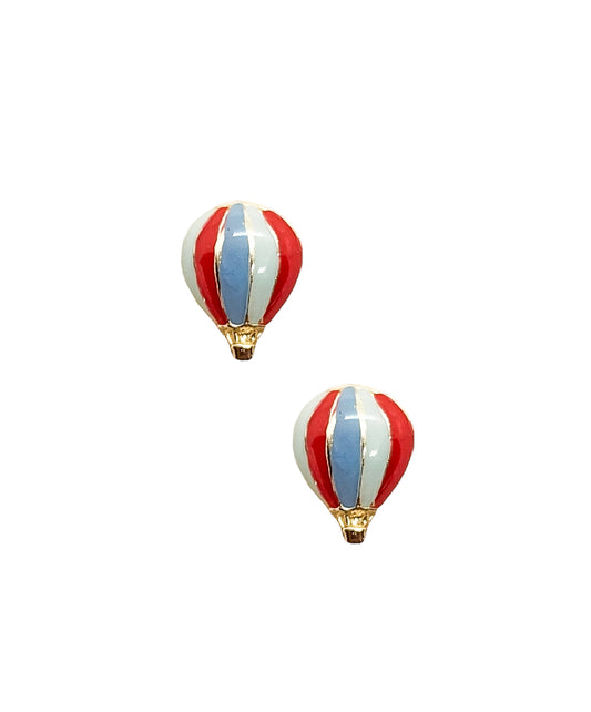 Par o Pieza de Broquel Globo Esmalte Rojo Azul Verde Oro 10k DORADO