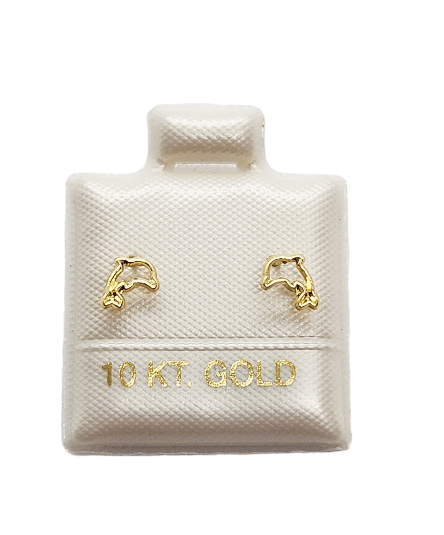 Par de Broquel delfin silueta contorno oro 10k DORADO