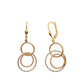 Aretes largos con círculos 3 oros, oro 10k