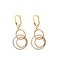 Aretes largos con círculos 3 oros, oro 10k