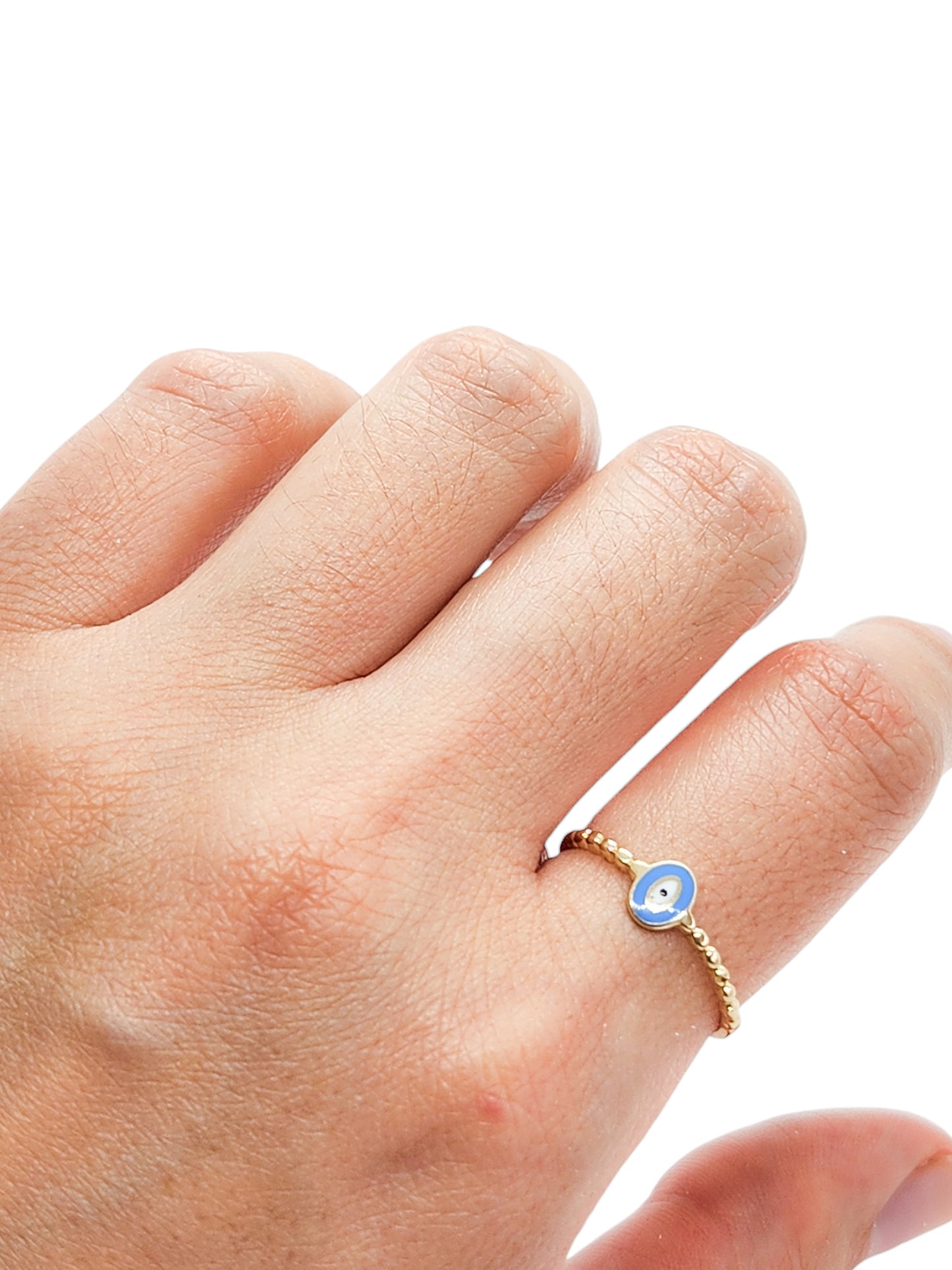 Anillo ojito turco esmalte oro 10k