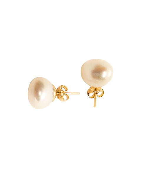 Par de Broquel perla natural XL oro 10k DORADO