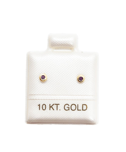 Par o Pieza de Broquel Básico con Bisel MORADO oro 10k