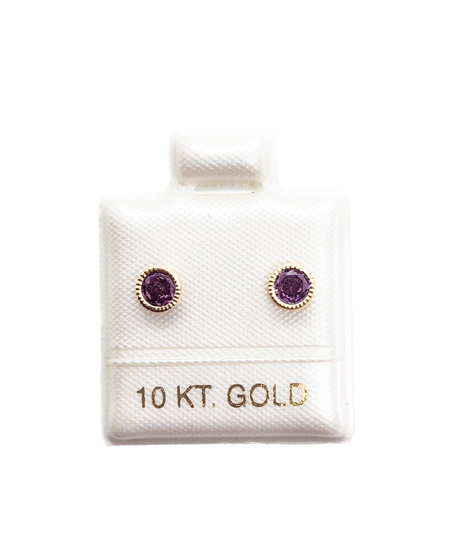 Par o Pieza de Broquel Básico con Bisel MORADO oro 10k