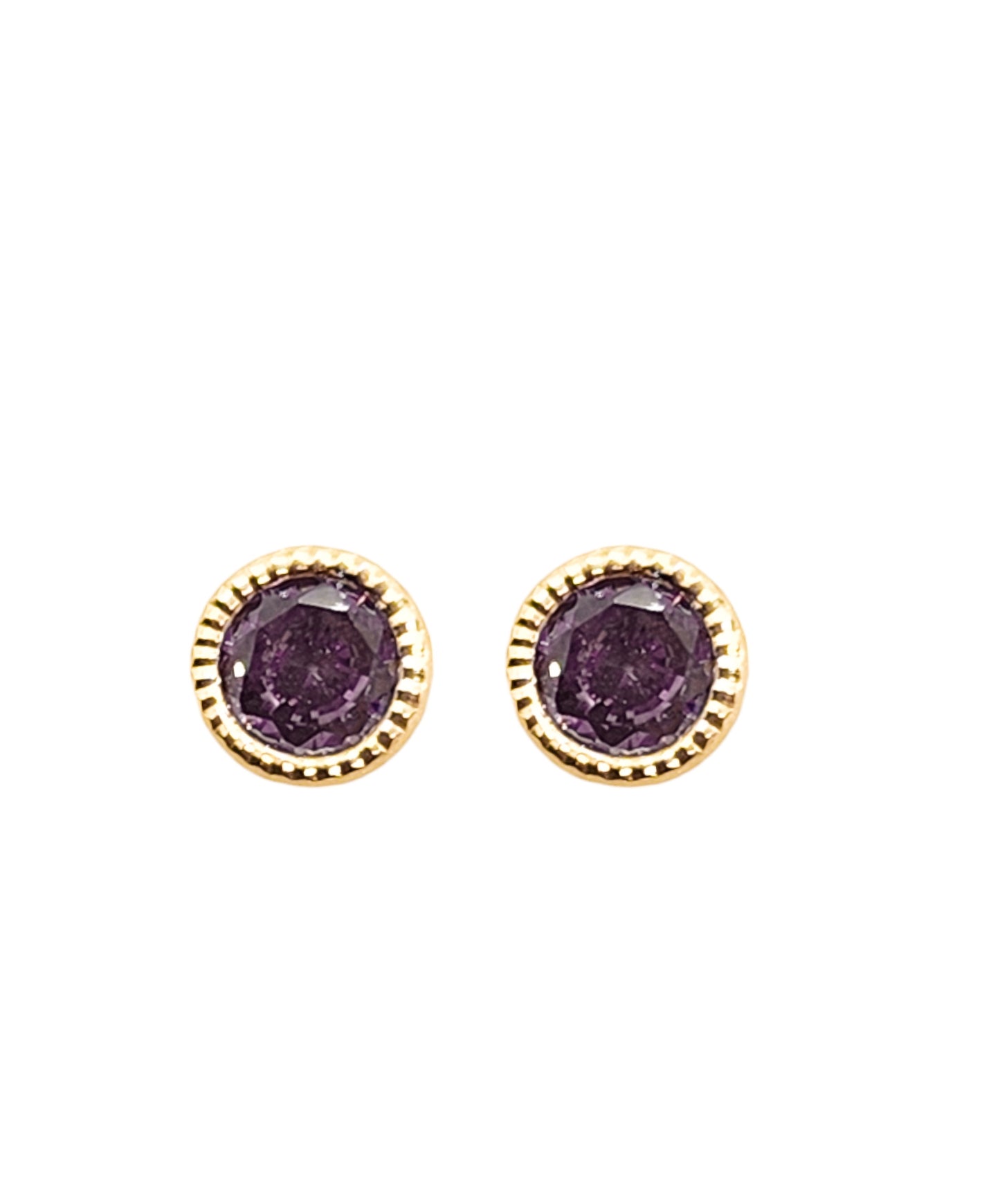 Par o Pieza de Broquel Básico con Bisel MORADO oro 10k