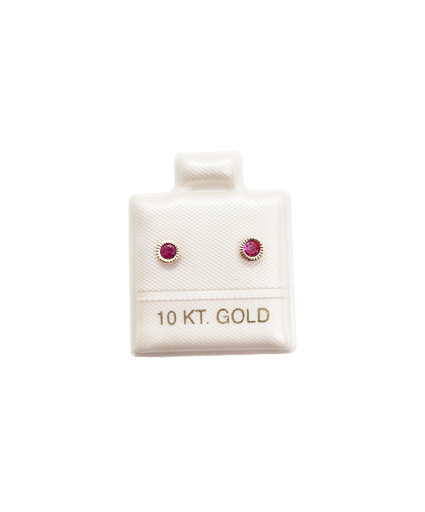 Par o Pieza de Broquel Básico con Bisel ROSA FIUCSA oro 10k