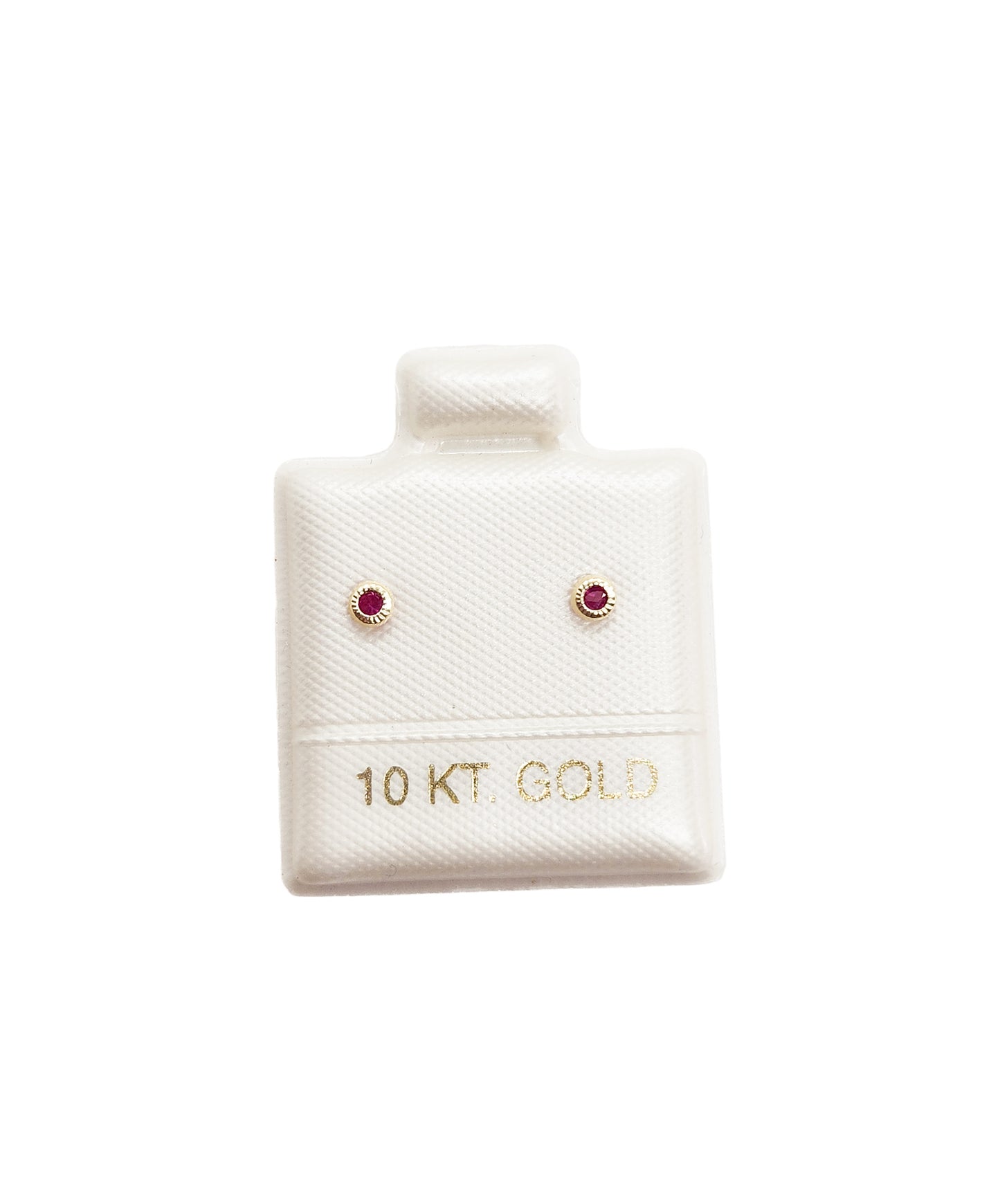Par o Pieza de Broquel Básico con Bisel ROSA FIUCSA oro 10k