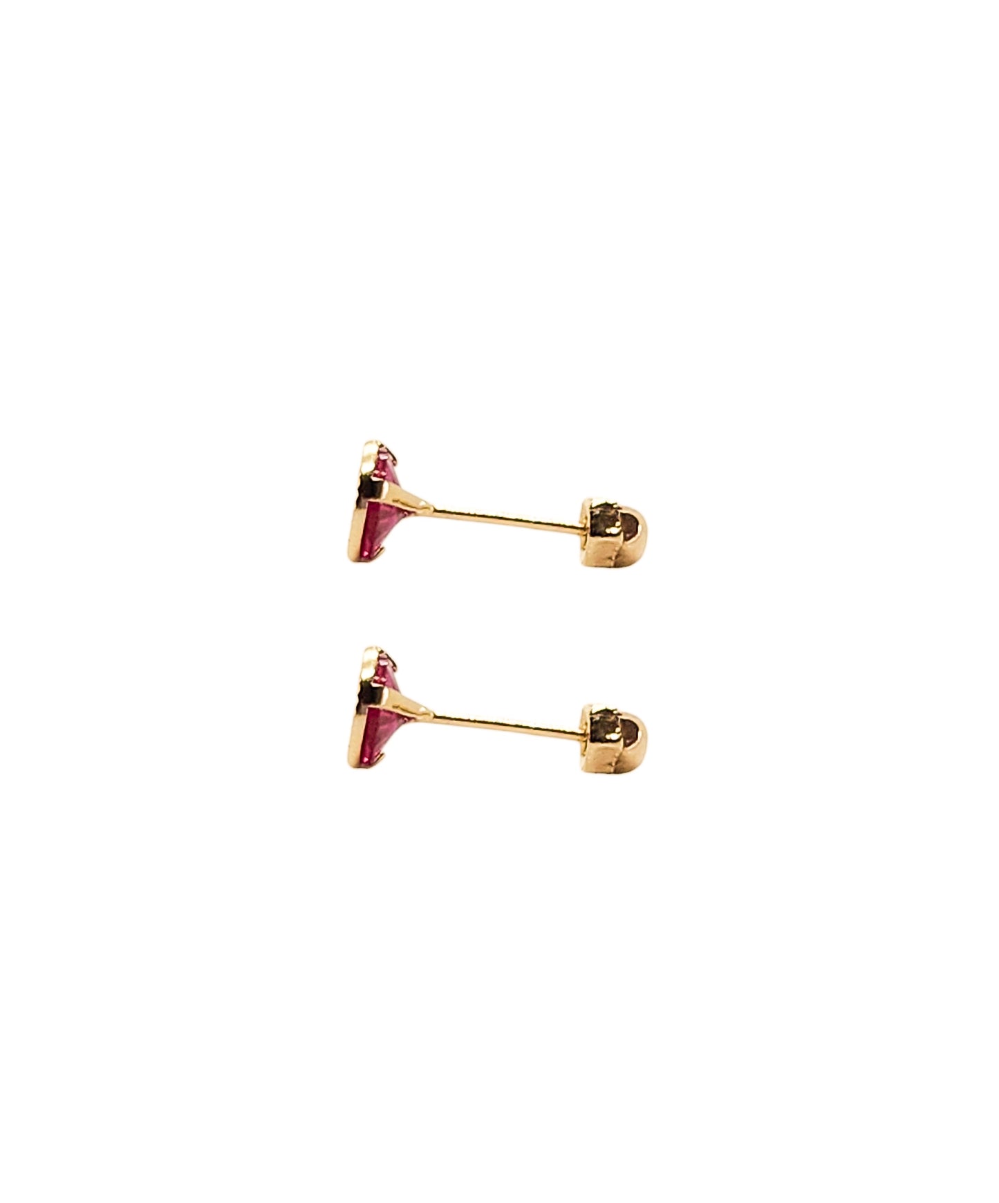 Par o Pieza de Broquel Básico con Bisel ROSA FIUCSA oro 10k