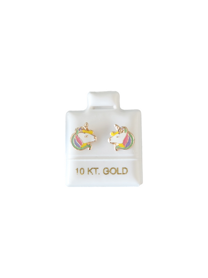 Par de Broquel unicornio (2 tamaños) oro 10k DORADO