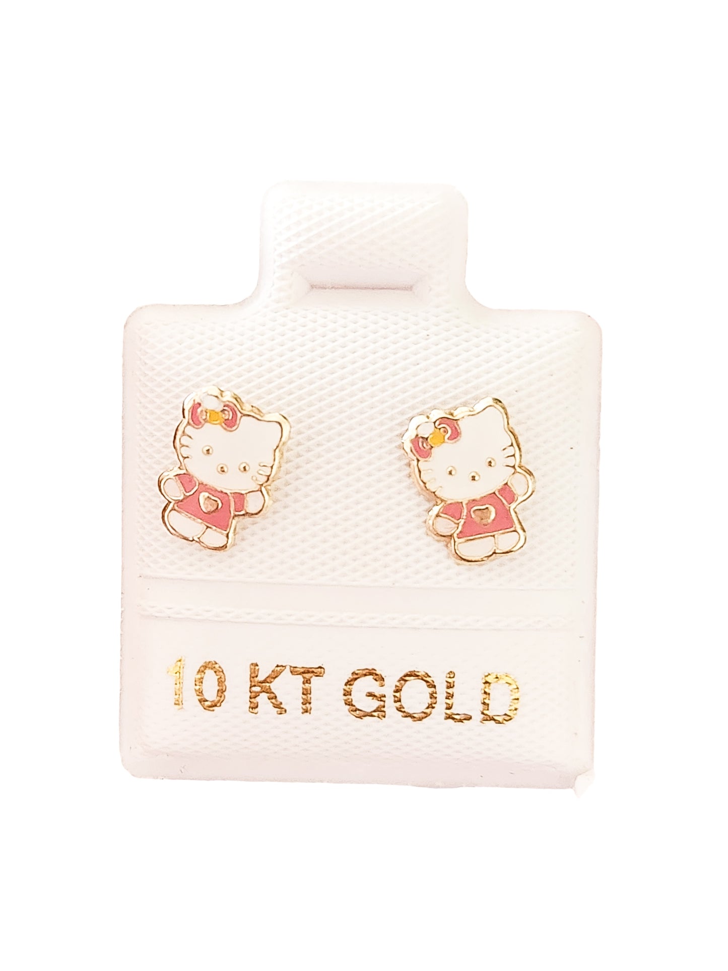Par de Broquel Kitty esmalte oro 10k