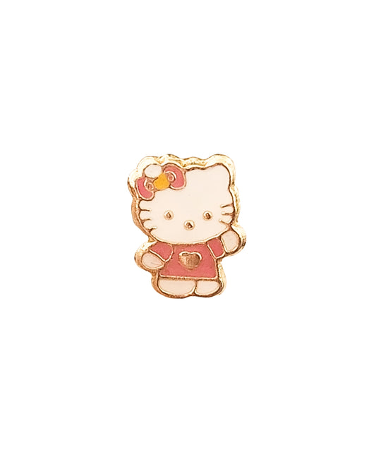 Par de Broquel Kitty esmalte oro 10k