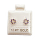 Par de Broqueles roseta sencilla con piedra lila oro 10k DORADO