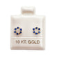 Par de Broqueles roseta sencilla con piedra azul marino oro 10k DORADO
