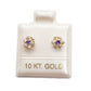Par de Broquel roseta bebe con piedra lila oro 10k DORADO