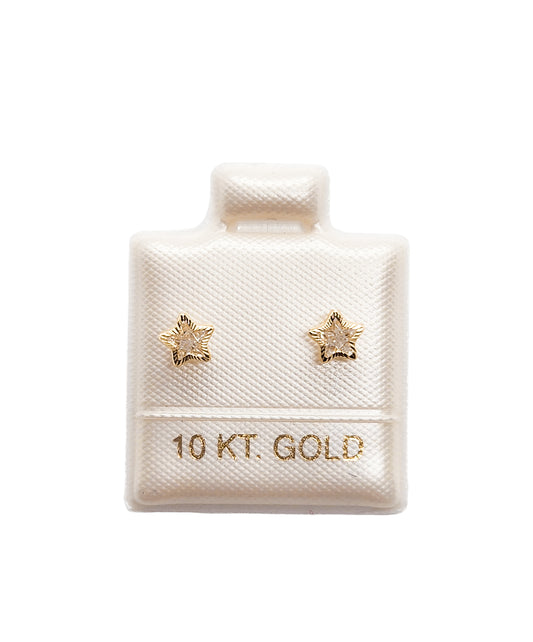 Par de Broquel estrella bisel diamantado ORO 10k