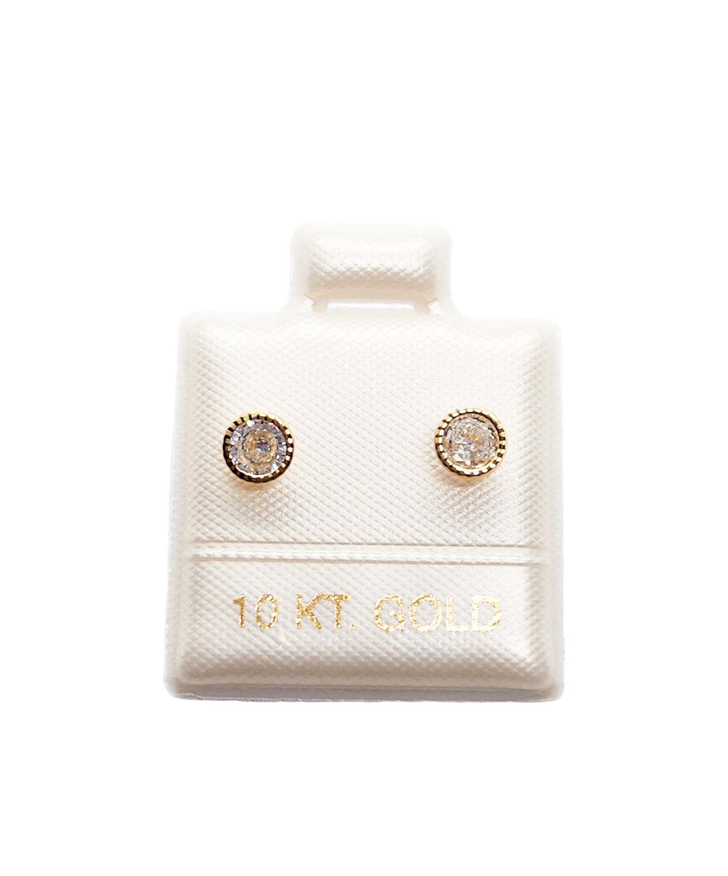 Par de Broquel bisel facetado básico blanco Oro 10k