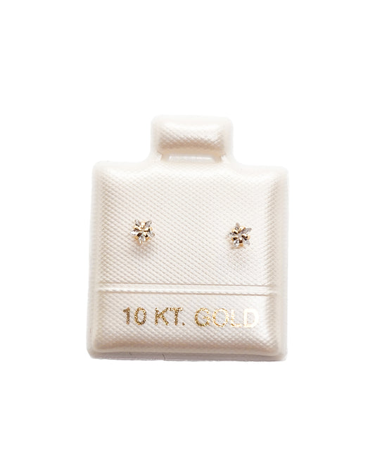 Par de Broquel estrella piedra blanca básico oro 10k dorado