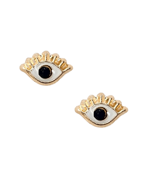 Par o Pieza de Broquel ojo turco negro oro 10k