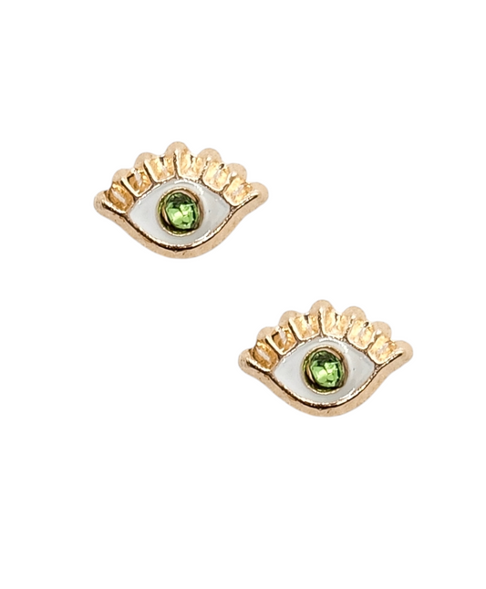 Par o Pieza de Broquel ojo turco verde oro 10k