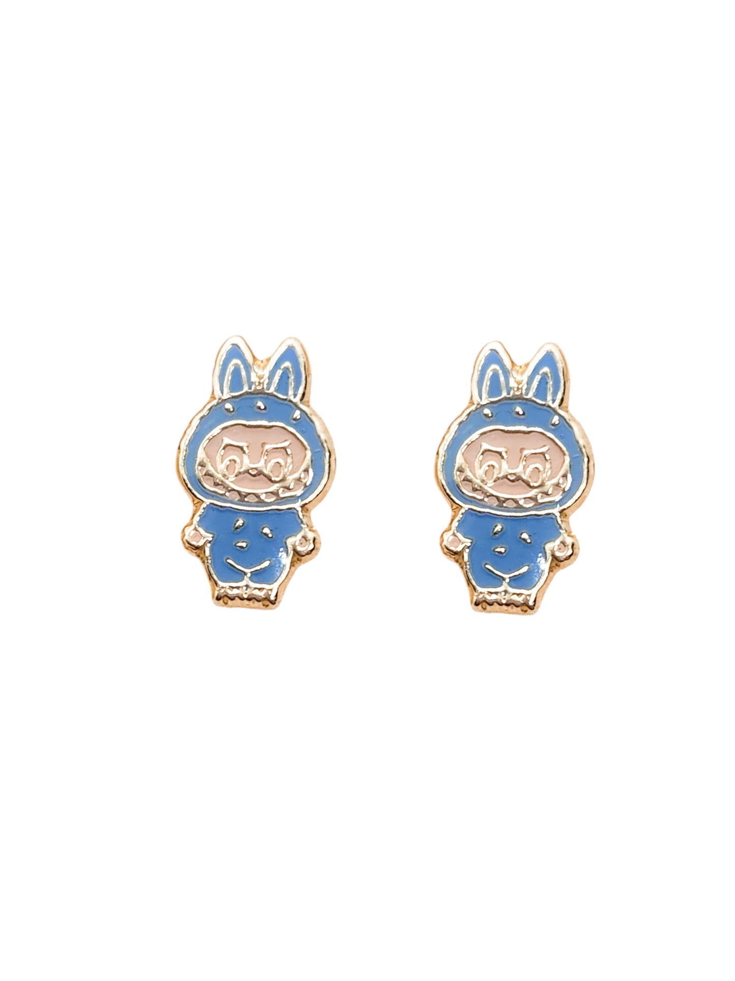 Par o Pieza de Broquel bubu azul esmalte oro 10k