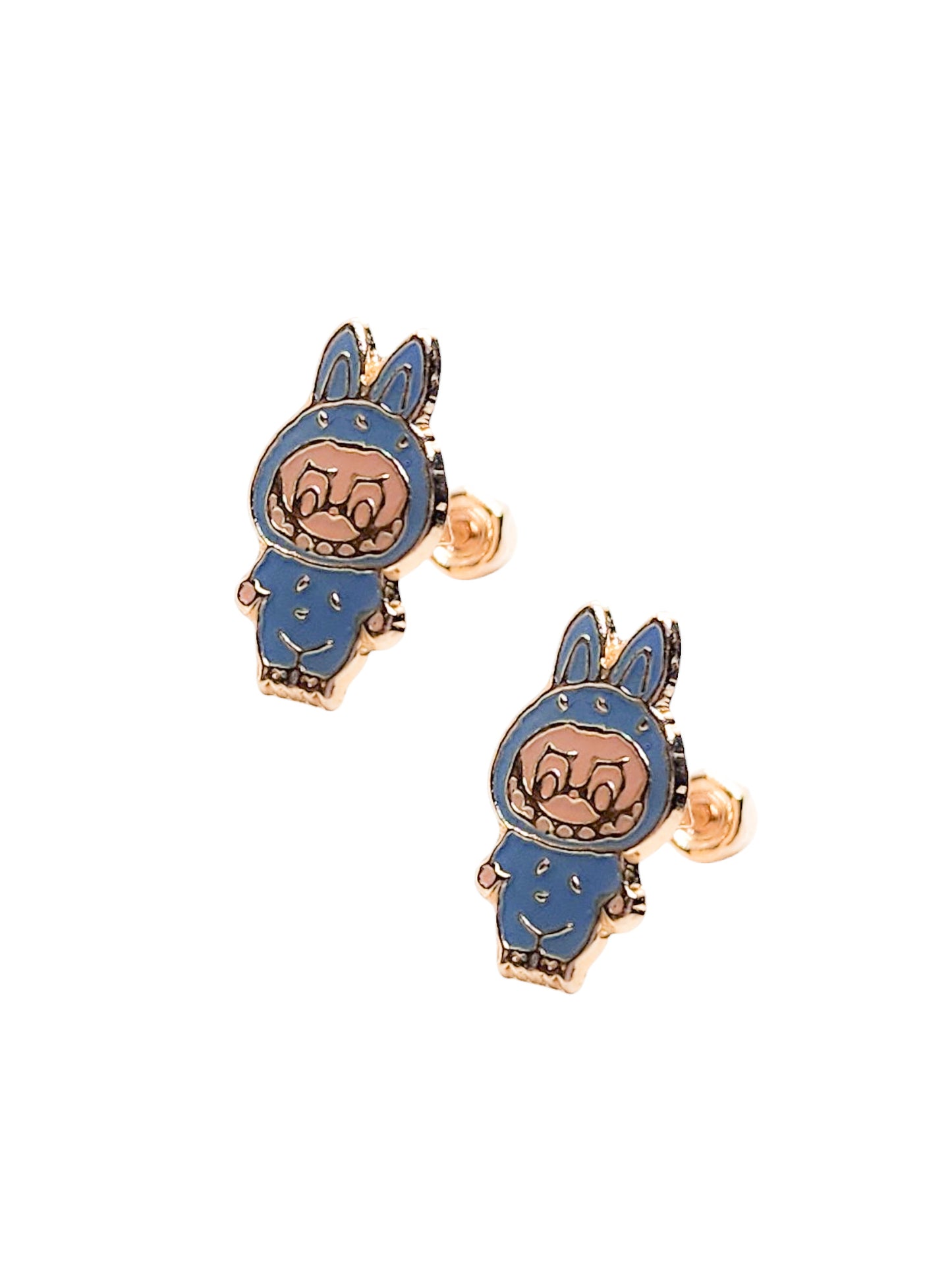 Par o Pieza de Broquel bubu azul esmalte oro 10k