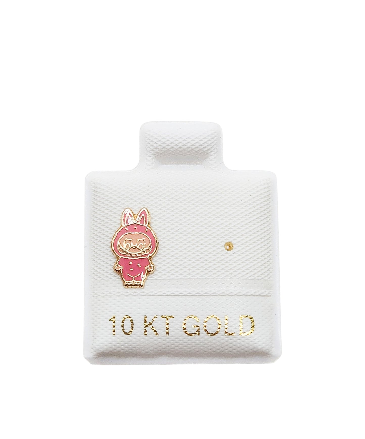 Par o Pieza de Broquel bubu rosa esmalte oro 10k