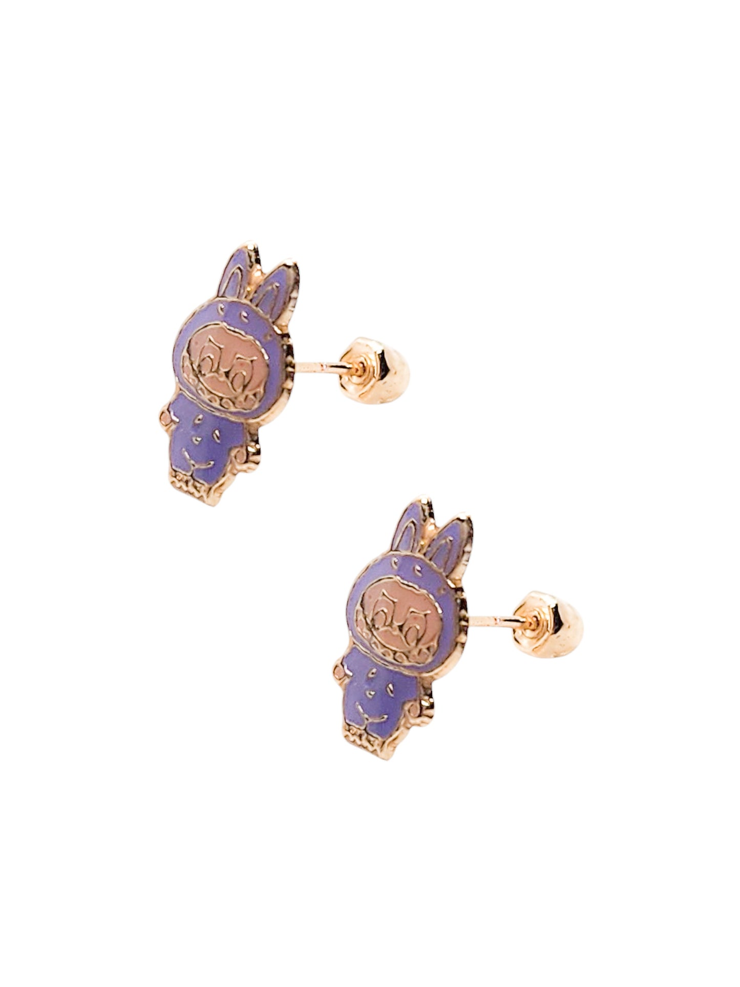 Par o Pieza de Broquel bubu morado esmalte oro 10k