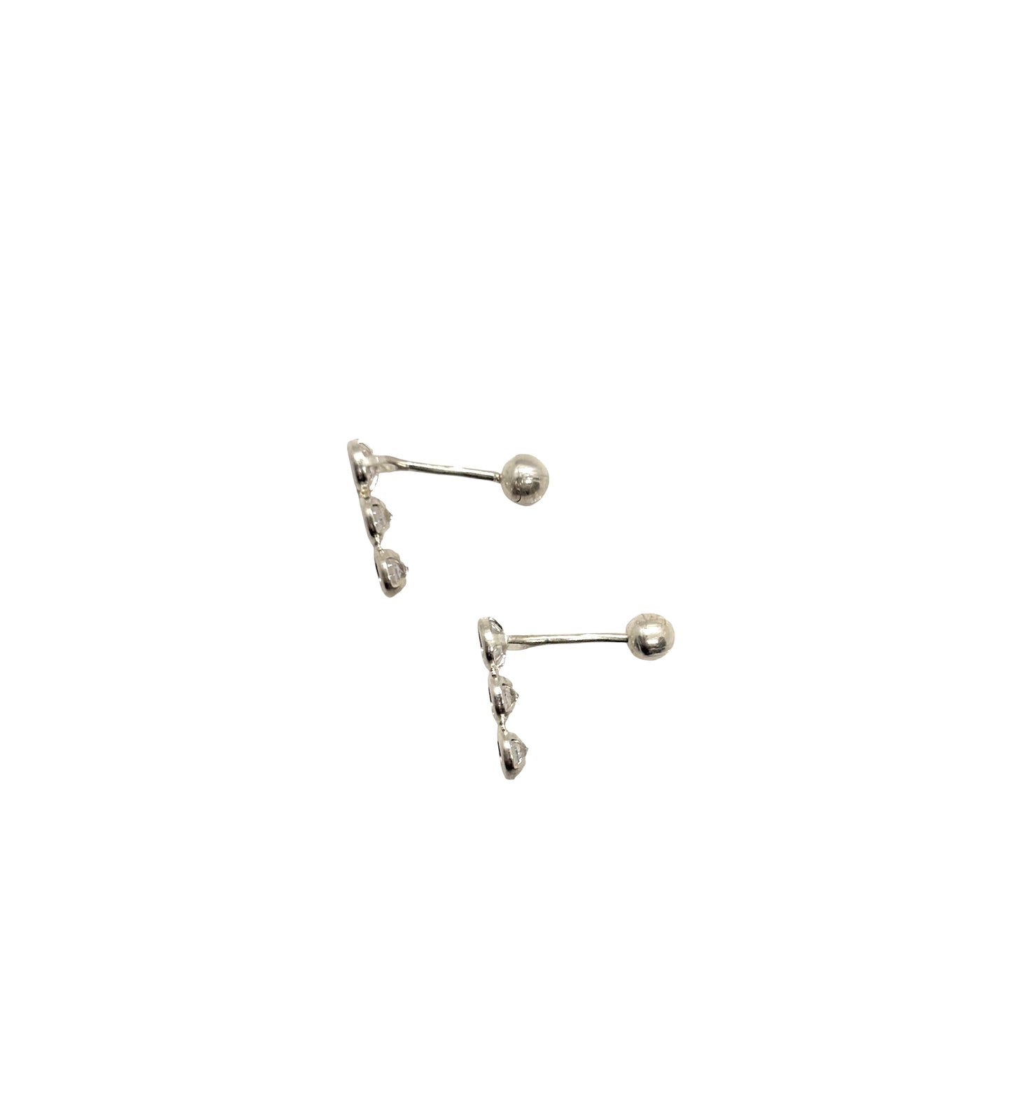 Amaris Broquel Triple Circonia blanca biselado 1cm de largo Plata 925