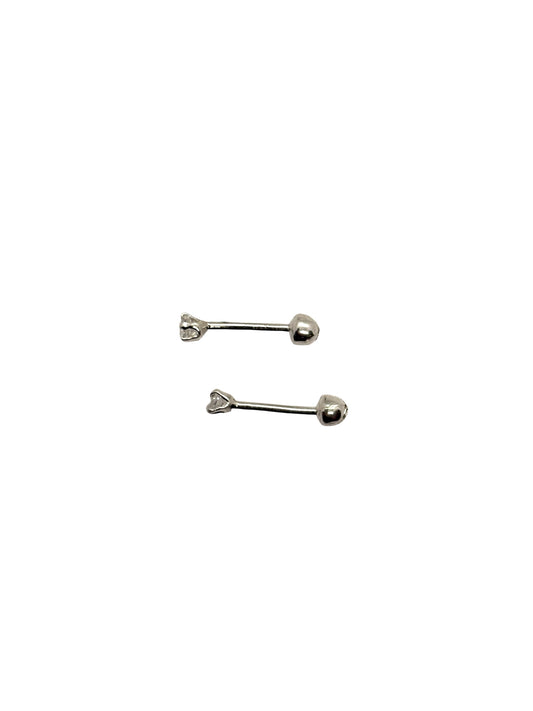 Amaris Broquel basico recto de circonia blanca 2mm Plata 925