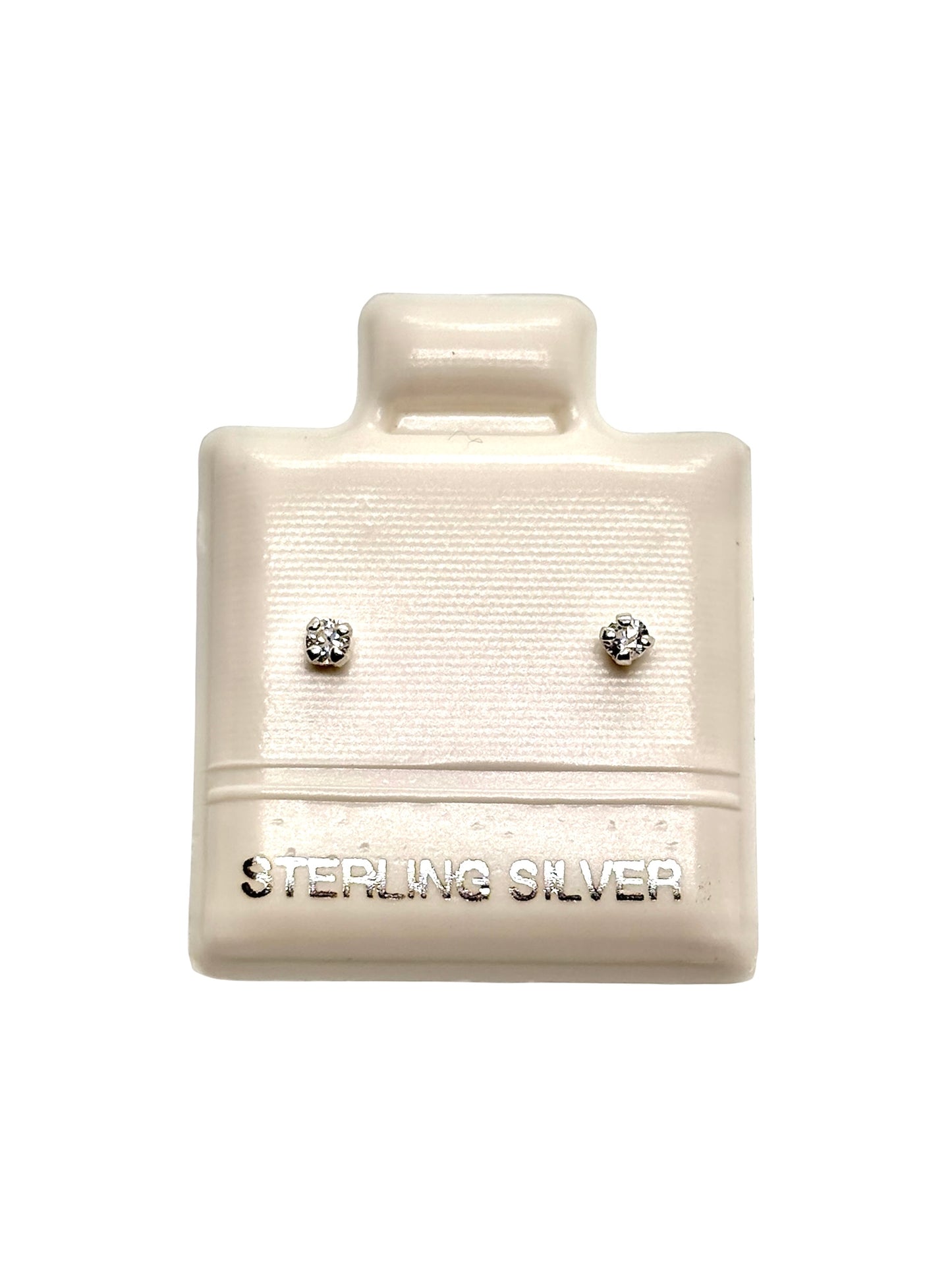 Amaris Broquel basico recto de circonia blanca 2mm Plata 925