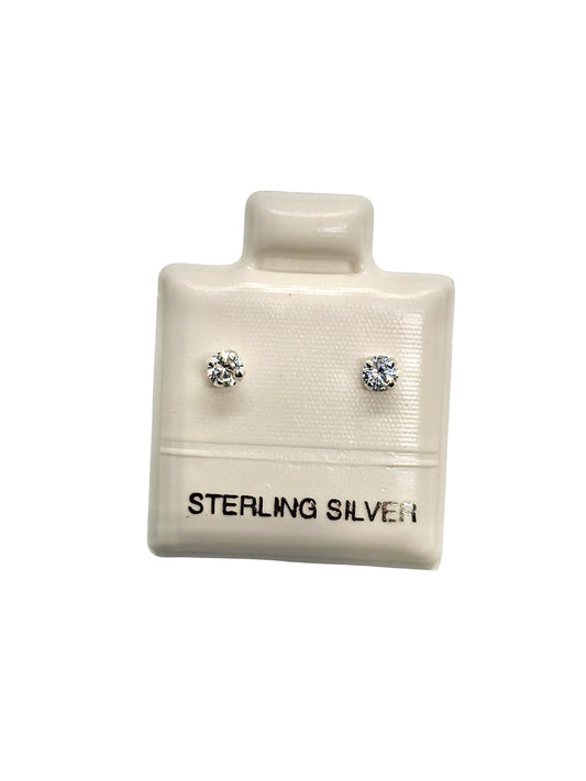 Amaris Broquel basico recto de circonia blanca 3mm Plata 925