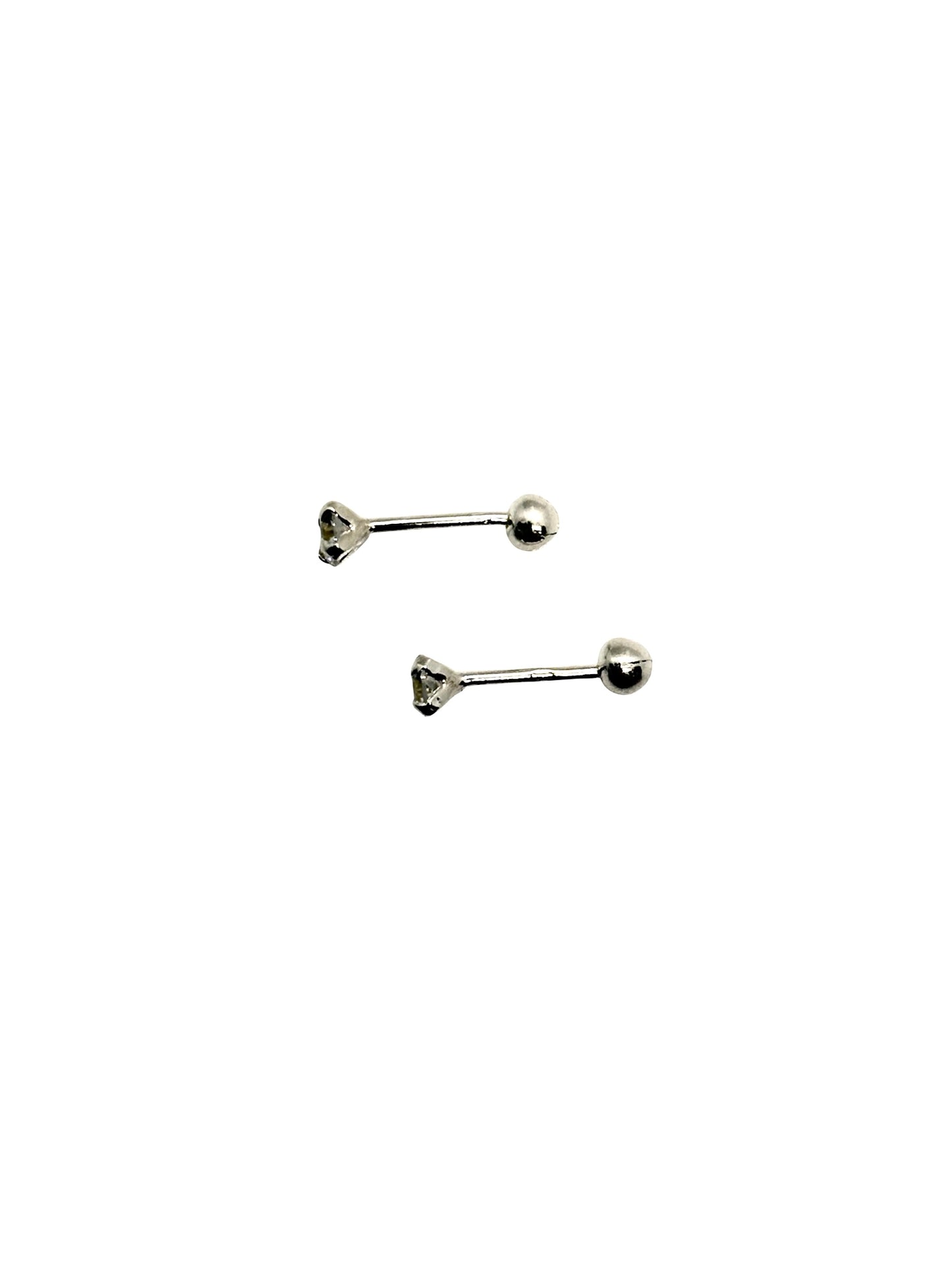 Amaris Broquel basico recto de circonia blanca 3mm Plata 925
