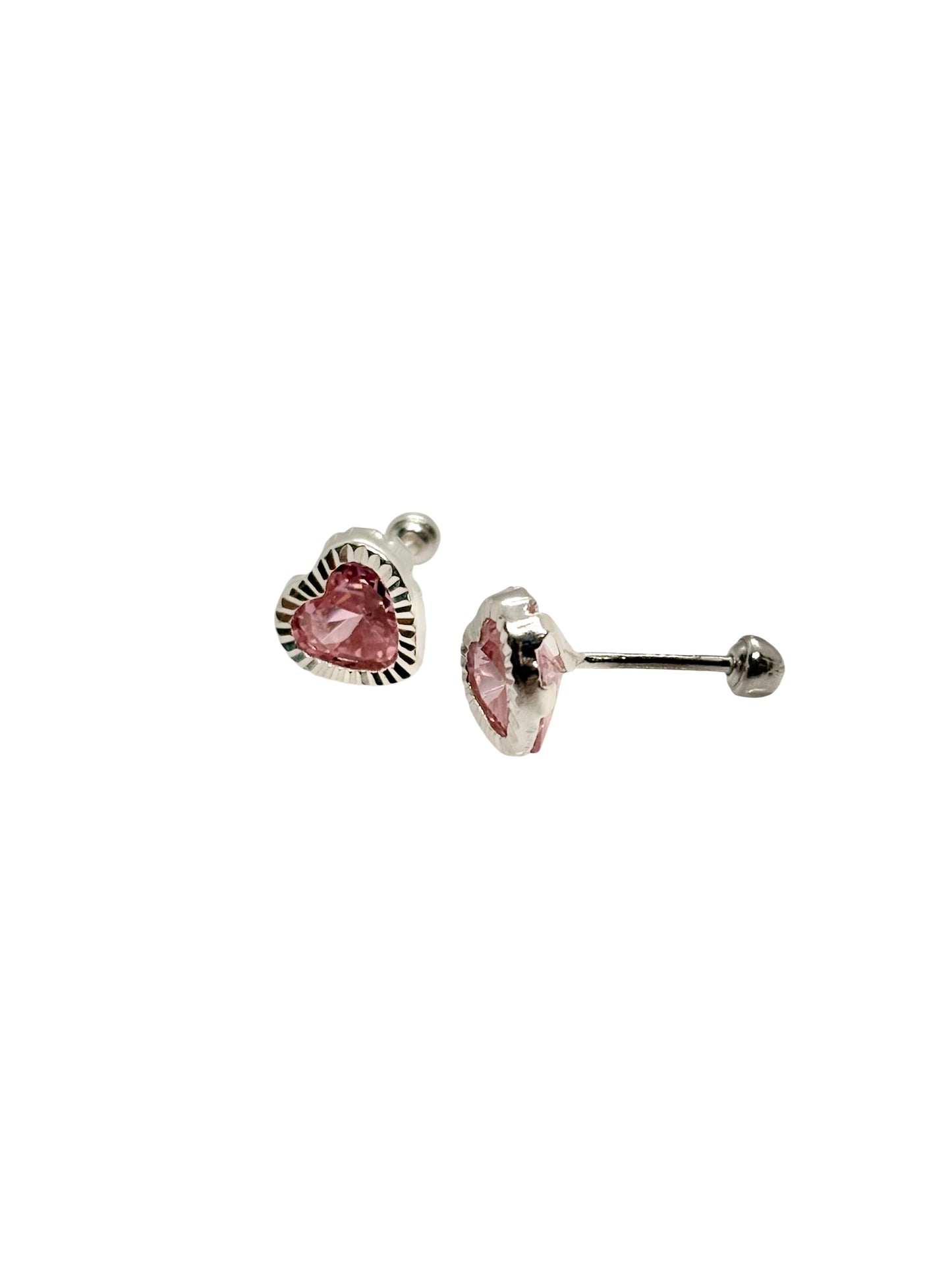 Amaris Broquel en forma de corazón con biselado diamantado 6mm PLATA 925 Garantizado