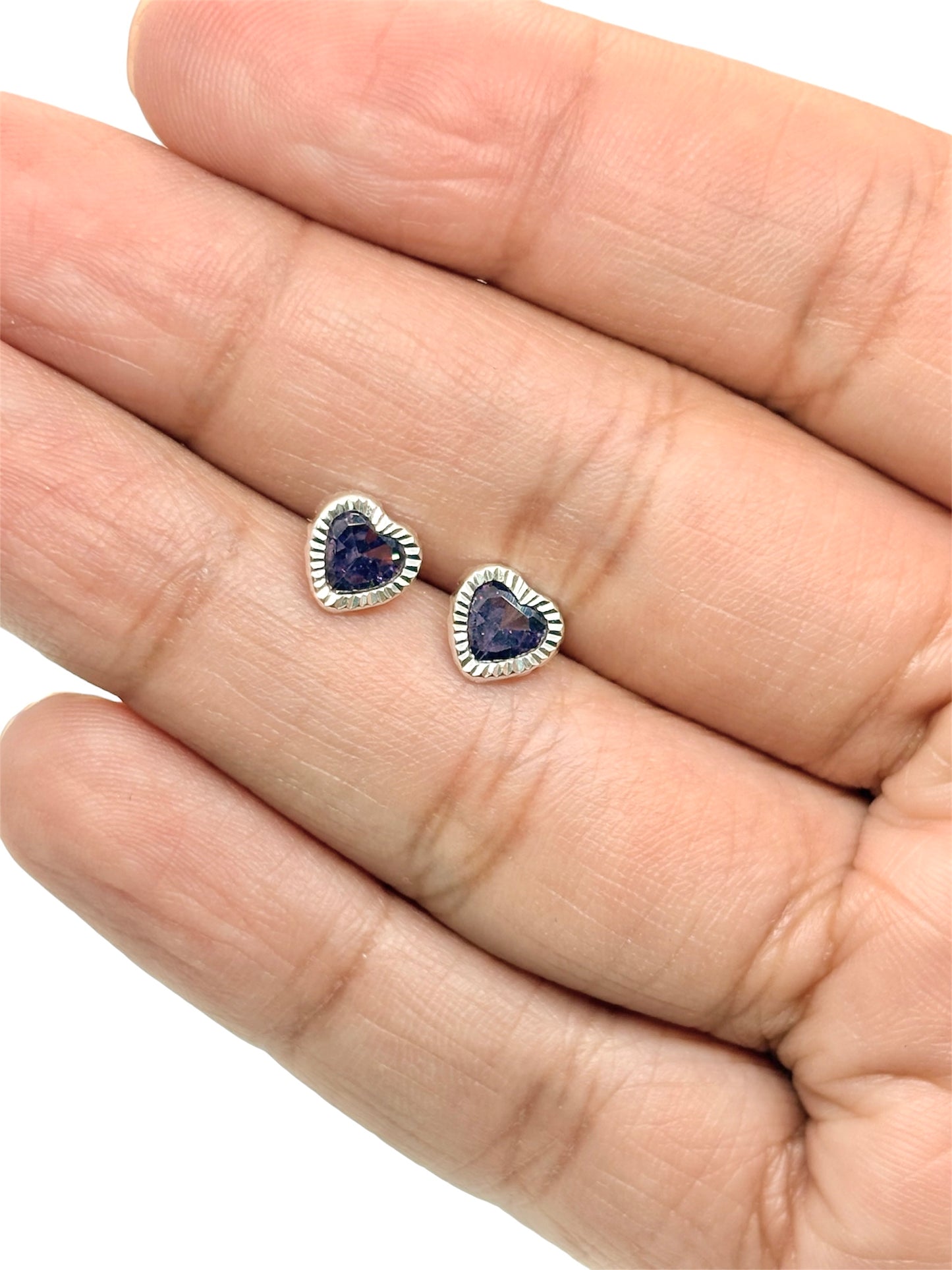 Amaris Broquel en forma de corazón con biselado diamantado 6mm PLATA 925 Garantizado