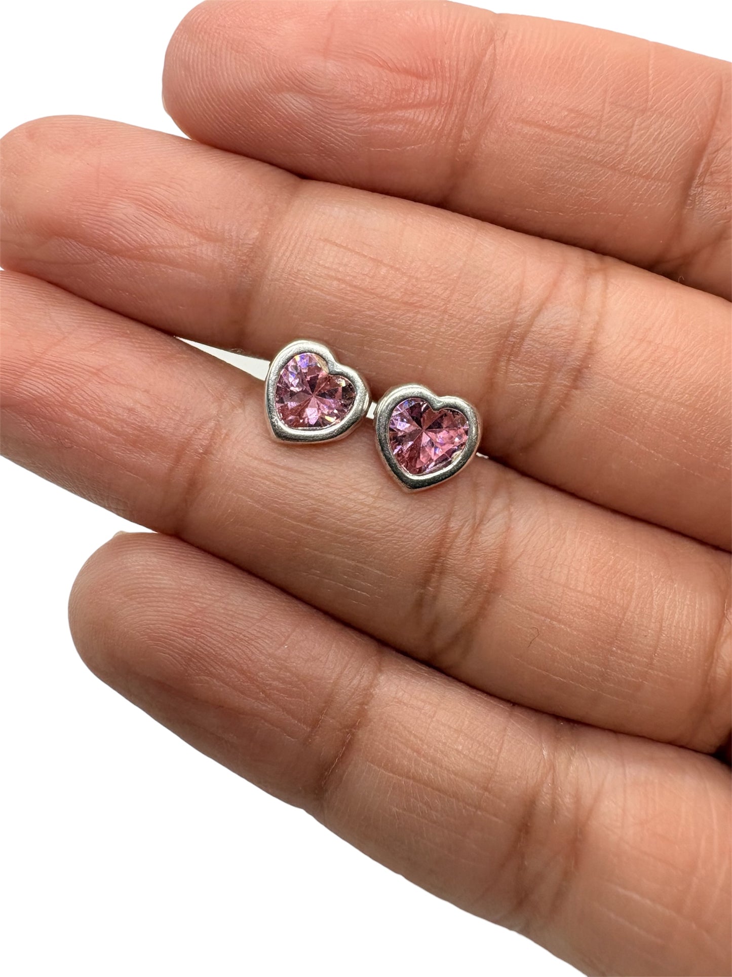 Amaris Broquel en forma de corazón biselado liso 7mm Plata 925