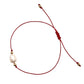 Pulsera de hilo rojo con Perla 1cm y 4 esferas bimetal 3mm
