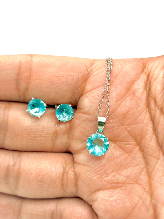 AMARIS Juego de joyería con piedra circonita azul echo de Plata 925