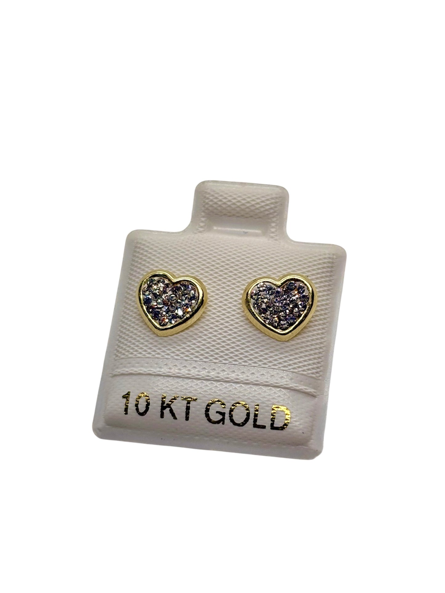 Par de Broquel en forma de corazón con brillos echo de ORO 10k